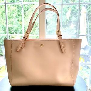 Tory Burch light pink leather tote